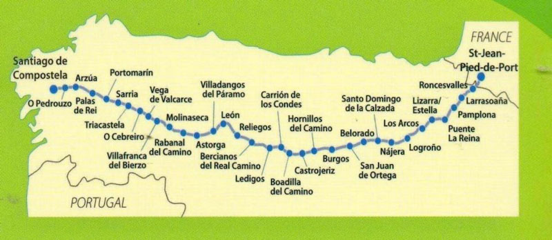 camino de santiago mileage map